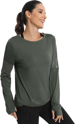 ICTIVE Long Sleeve Workout Shirts for Women Loose Fit Workout Tops Running Shirts with Thumb Hole in Saudi Arabia