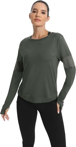 ICTIVE Long Sleeve Workout Shirts for Women Loose Fit Workout Tops Running Shirts with Thumb Hole in Saudi Arabia