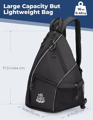 حقيبة كرة مخلل خفيفة الوزن من DEERFAMY، حقيبة / حقيبة ظهر ذات وجهين عبر الجسم للنساء والرجال، حقيبة حبال قابلة للتعديل مع سحاب SBS تناسب 6 مضارب و4 كرات، سوداء in Kuwait