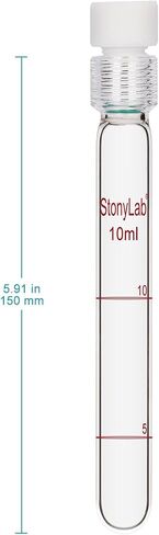 أنبوب اختبار زجاجي من stonylab مع غطاء PTFE، زجاج بوروسيليكات سميك قابل لإعادة الاستخدام، أنابيب متدرجة مقاومة للضغط، أنابيب قياس الألوان مع غطاء لولبي PTFE in Saudi Arabia