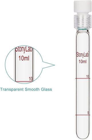 أنبوب اختبار زجاجي من stonylab مع غطاء PTFE، زجاج بوروسيليكات سميك قابل لإعادة الاستخدام، أنابيب متدرجة مقاومة للضغط، أنابيب قياس الألوان مع غطاء لولبي PTFE in Saudi Arabia