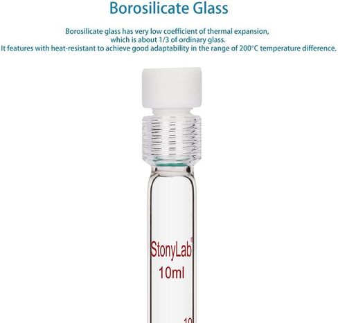 أنبوب اختبار زجاجي من stonylab مع غطاء PTFE، زجاج بوروسيليكات سميك قابل لإعادة الاستخدام، أنابيب متدرجة مقاومة للضغط، أنابيب قياس الألوان مع غطاء لولبي PTFE in Saudi Arabia