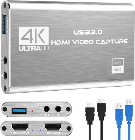 بطاقة التقاط فيديو HDMI 4K، مسجل فيديو USB3.0 1080P 60FPS، بطاقة التقاط نينتندو سويتش لبث الألعاب والبث، تعمل مع Xbox Series X/S، Xbox One X/S، PS4، PS5، OBS، الكاميرا، الكمبيوتر الشخصي in Saudi Arabia