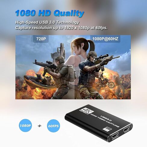 بطاقة التقاط فيديو HDMI 4K، مسجل فيديو USB3.0 1080P 60FPS، بطاقة التقاط نينتندو سويتش لبث الألعاب والبث، تعمل مع Xbox Series X/S، Xbox One X/S، PS4، PS5، OBS، الكاميرا، الكمبيوتر الشخصي in Saudi Arabia