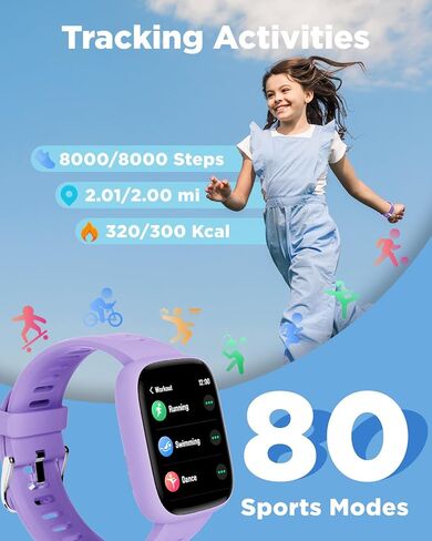 BIGGERFIVE Smart Watch for Kids, 1.8" Fitness Tracker Watch with Pedometer in Saudi Arabia