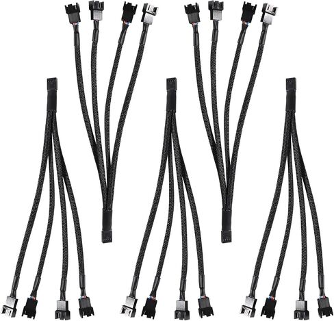 Diann 10 قطع PWM Fan Splitter Cable 4-Pin الأكمام مضفر محول الكمبيوتر PC مروحة الطاقة تمديد كابل محول للكمبيوتر ATX Case 4-Pin / 3-Pin كابل مروحة التبريد in Saudi Arabia