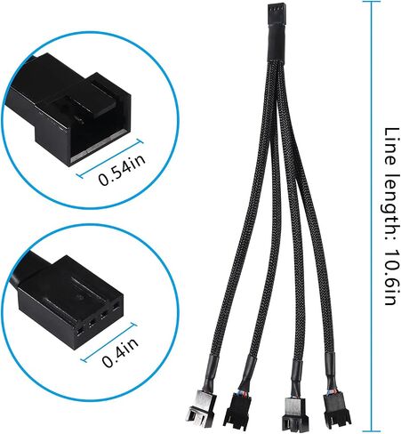 Diann 10 قطع PWM Fan Splitter Cable 4-Pin الأكمام مضفر محول الكمبيوتر PC مروحة الطاقة تمديد كابل محول للكمبيوتر ATX Case 4-Pin / 3-Pin كابل مروحة التبريد in Saudi Arabia