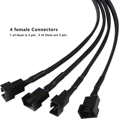 Diann 10 قطع PWM Fan Splitter Cable 4-Pin الأكمام مضفر محول الكمبيوتر PC مروحة الطاقة تمديد كابل محول للكمبيوتر ATX Case 4-Pin / 3-Pin كابل مروحة التبريد in Saudi Arabia