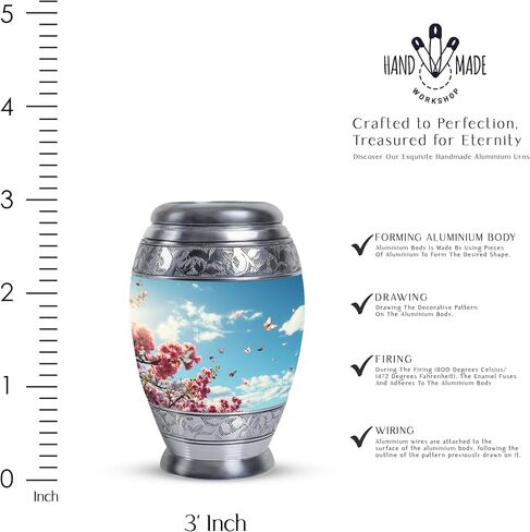 Cherry Blossoms and Butterflies Urn for Ashes for Women - 4 Keepsake Urns - Urns for Human Ashes - Mini Urns for Human Ashes Keepsake - Keepsake Urns for Human Ashes Set of 4 Size 3inch,4pcs in Saudi Arabia