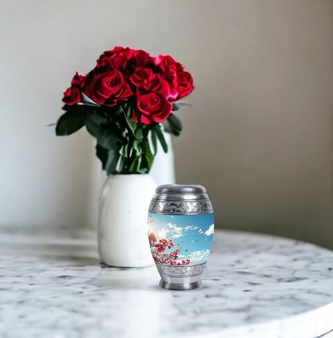 Cherry Blossoms and Butterflies Urn for Ashes for Women - 4 Keepsake Urns - Urns for Human Ashes - Mini Urns for Human Ashes Keepsake - Keepsake Urns for Human Ashes Set of 4 Size 3inch,4pcs in Saudi Arabia