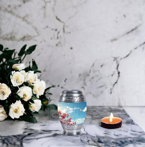 Cherry Blossoms and Butterflies Urn for Ashes for Women - 4 Keepsake Urns - Urns for Human Ashes - Mini Urns for Human Ashes Keepsake - Keepsake Urns for Human Ashes Set of 4 Size 3inch,4pcs in Saudi Arabia