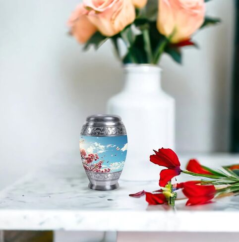 Cherry Blossoms and Butterflies Urn for Ashes for Women - 4 Keepsake Urns - Urns for Human Ashes - Mini Urns for Human Ashes Keepsake - Keepsake Urns for Human Ashes Set of 4 Size 3inch,4pcs in Saudi Arabia