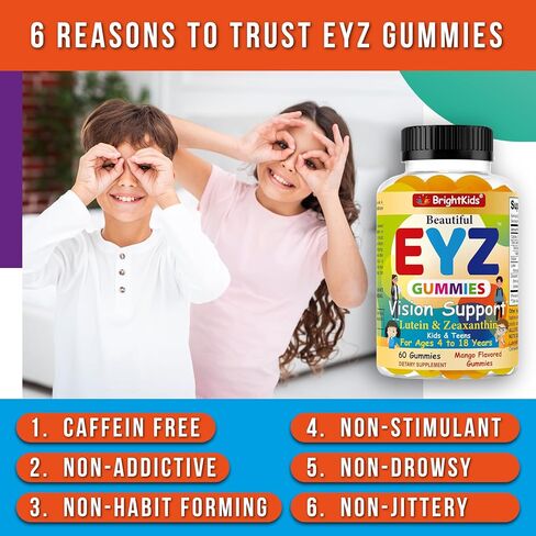 Eye Health Gummies for Kids & Teen - Delicious Vegan Vision Support with Lutein, Zeaxanthin - 60 Gummies in Saudi Arabia