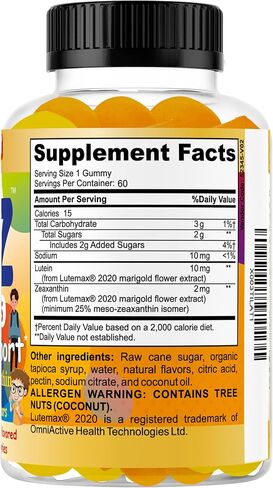 Eye Health Gummies for Kids & Teen - Delicious Vegan Vision Support with Lutein, Zeaxanthin - 60 Gummies in Saudi Arabia