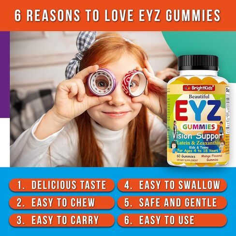 Eye Health Gummies for Kids & Teen - Delicious Vegan Vision Support with Lutein, Zeaxanthin - 60 Gummies in Saudi Arabia