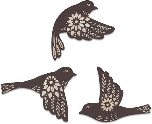 Putuo Decor 3pcs Hummingbird Wall Decor, Wood Flying Bird Wall Art, Black Bird Decor For Home, Bird Decorations For The Home, Gothic Bedroom Decor For Farmhouse Animal Wall Stickers For Bird Lover in Saudi Arabia