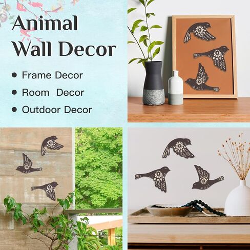 Putuo Decor 3pcs Hummingbird Wall Decor, Wood Flying Bird Wall Art, Black Bird Decor For Home, Bird Decorations For The Home, Gothic Bedroom Decor For Farmhouse Animal Wall Stickers For Bird Lover in Saudi Arabia