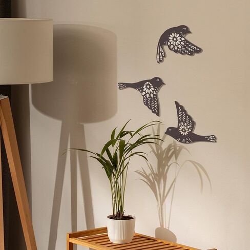 Putuo Decor 3pcs Hummingbird Wall Decor, Wood Flying Bird Wall Art, Black Bird Decor For Home, Bird Decorations For The Home, Gothic Bedroom Decor For Farmhouse Animal Wall Stickers For Bird Lover in Saudi Arabia