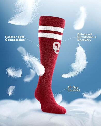 For Bare Feet NCAA OKLAHOMA SOONERS Cozy Feather Compression Varsity Stripe Team Color Small/Medium in Saudi Arabia