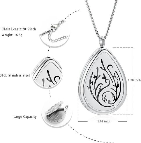 Tree of Life - Stainless Steel Teardrop Aromatherapy Essential Oil Diffuser Necklace Locket Necklace Pendant (Gold) in Saudi Arabia