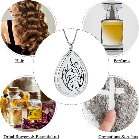 Tree of Life - Stainless Steel Teardrop Aromatherapy Essential Oil Diffuser Necklace Locket Necklace Pendant (Gold) in Saudi Arabia