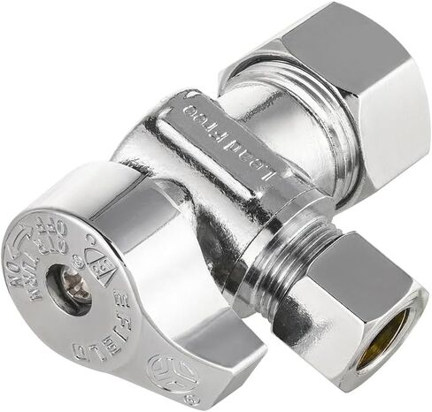 Pro 4-Pack EFIELD صمام إيقاف مستقيم 1/2 بوصة اسمي (5/8 بوصة OD) ضغط × 3/8 بوصة OD، 1/4 دورة، شديد التحمل، نحاس LF مطلي بالكروم in Saudi Arabia