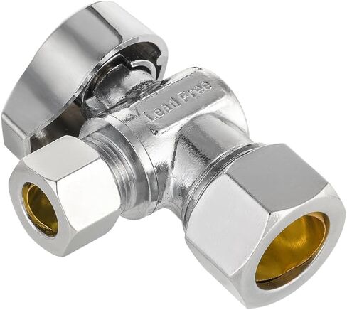 Pro 4-Pack EFIELD صمام إيقاف مستقيم 1/2 بوصة اسمي (5/8 بوصة OD) ضغط × 3/8 بوصة OD، 1/4 دورة، شديد التحمل، نحاس LF مطلي بالكروم in Saudi Arabia