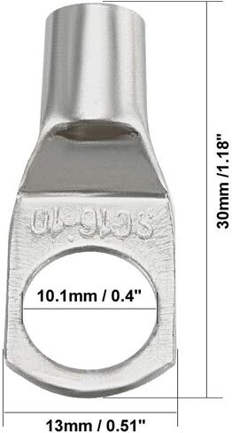uxcell Copper Wire Lugs,9AWG SC16-10,Bolt Hole,Battery Cable Ends Eyelets Crimp Tubular Ring Terminals Connectors Silver Tone 20Pcs in Saudi Arabia