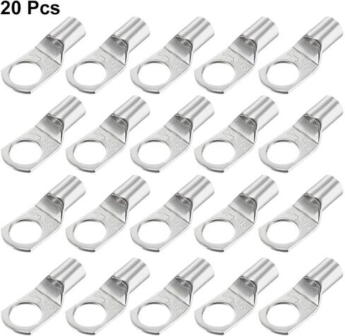 uxcell Copper Wire Lugs,9AWG SC16-10,Bolt Hole,Battery Cable Ends Eyelets Crimp Tubular Ring Terminals Connectors Silver Tone 20Pcs in Saudi Arabia