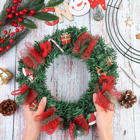 Aodaer 12 Pack 14 Inch Wire Wreath Frame Christmas Dark Green Wire Wreath Ring Round Metal DIY Floral Crafts Wire Wreath for Halloween New Year Holiday Valentines Day Decorations in Saudi Arabia