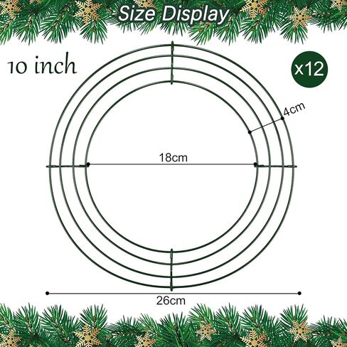 Aodaer 12 Pack 14 Inch Wire Wreath Frame Christmas Dark Green Wire Wreath Ring Round Metal DIY Floral Crafts Wire Wreath for Halloween New Year Holiday Valentines Day Decorations in Saudi Arabia
