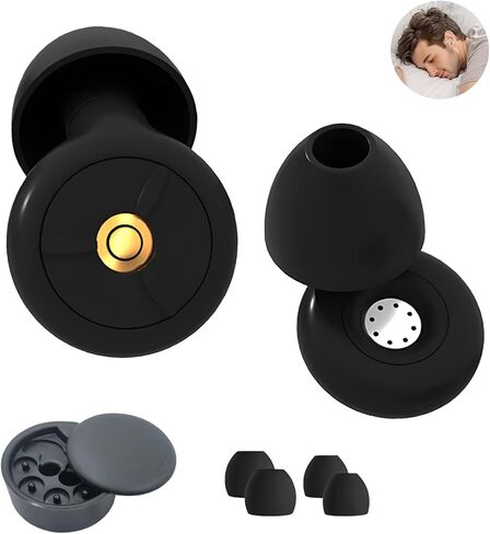 سدادات أذن من سمايلايف للنوم، سماعات أذن من السيليكون الناعم قابلة لإعادة الاستخدام وعازلة للضوضاء للتركيز والنوم والحفلات الموسيقية والسباحة وتقليل الصوت 25 ديسيبل - 30 ديسيبل (أسود) in Kuwait