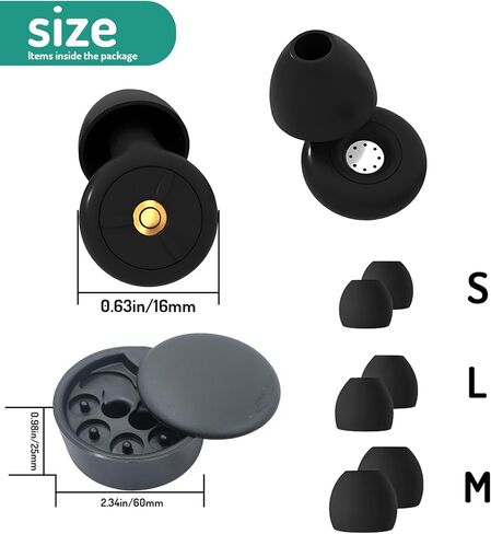 سدادات أذن من سمايلايف للنوم، سماعات أذن من السيليكون الناعم قابلة لإعادة الاستخدام وعازلة للضوضاء للتركيز والنوم والحفلات الموسيقية والسباحة وتقليل الصوت 25 ديسيبل - 30 ديسيبل (أسود) in Kuwait