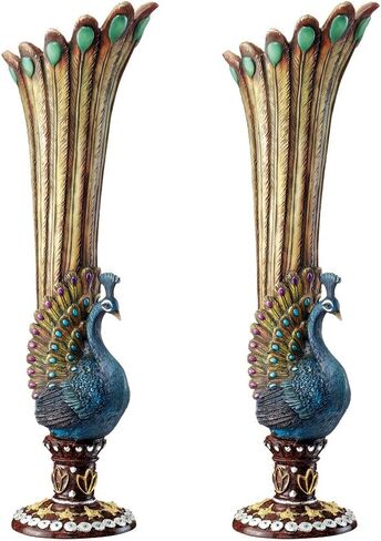 Design Toscano Peacock Decorative Flower Bud Vase, Single in Saudi Arabia