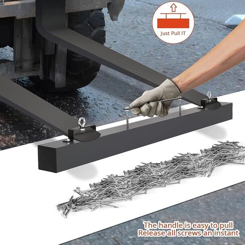 60 Inches Heavy-Duty Magnet Sweeper, PioneerWorks Nail Magnet Sweeping Tool with 140 LBS Lifting Capacity, Magnet Double Magnetic Force Sweeper Unit, Hanging Magnet for Forklift in Kuwait