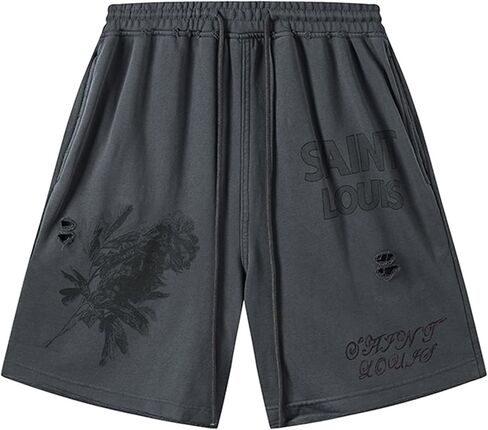 Oversized Hip Hop Graphic Printting Cotton Pants Shorts with Pockets,Summer Casual Sports Shorts in Saudi Arabia