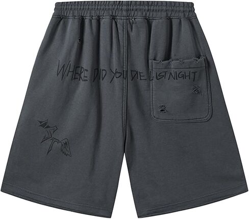 Oversized Hip Hop Graphic Printting Cotton Pants Shorts with Pockets,Summer Casual Sports Shorts in Saudi Arabia