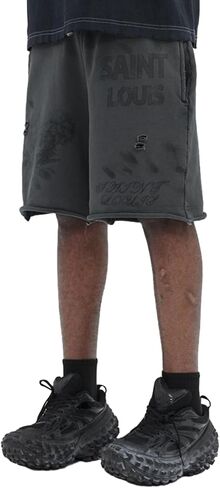 Oversized Hip Hop Graphic Printting Cotton Pants Shorts with Pockets,Summer Casual Sports Shorts in Saudi Arabia