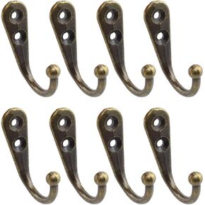 Wall Mounted J Hooks, OZXNO 8 PCS Retro Style Bronze Coat Hangers Small Utility Single Hooks with Mounting Screws for Bath Kitchen Garage