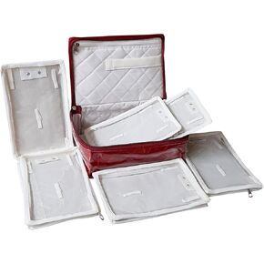 Maroon Travel Jewelry Earring Box Organizer Case Bag Storage Box Holder for Rings Necklaces Bracelets Earrings Chains Watches for Women