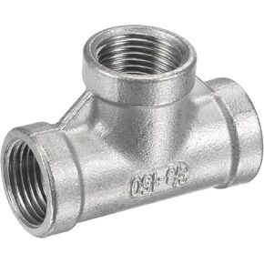 uxcell Pipe Fitting Tee 1-1/4 NPT Female Thread Hose Connector Adapter, 304 Stainless Steel