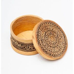 صندوق تخزين تذكاري صغير للمجوهرات المزخرفة، علب هدايا لحاء البتولا الخشبي الدائري in Kuwait