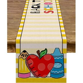 Pudodo Back to School Table Runner First Day of School Kids Students Classroom Party Dining Room Home Decoration (13" x 72")