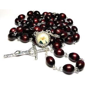Relic Rosary 3rd Class of Saint Catherine Labouré Patron of Miraculous Medal, infirmed People, The Elderly Santa Catalina Labouré patrona Medalla milagrosa Hábito de las Hijas de la Caridad (Brown)