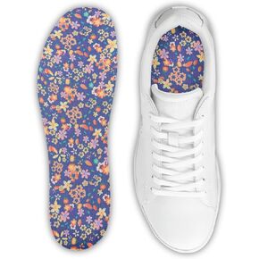 No Show Socks Inner Soles for Women,Barefoot Sockless Shoe Inserts,Anti-Odor Non Slip,Washable,Floral Print,Size 6-9