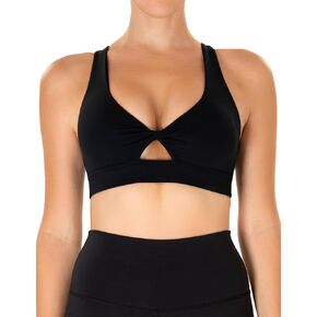 YUNOGA Women's Workout Sports Bras Twist Front Padded Yoga Bras Medium Supports Criss Cross Back Fitness Bra Tops