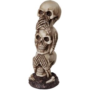Pacific Giftware See No Evil Hear No Evil Speak No Evil Stacked Skull Figurine Tower Gothic Tabletop Decor 7.5 H