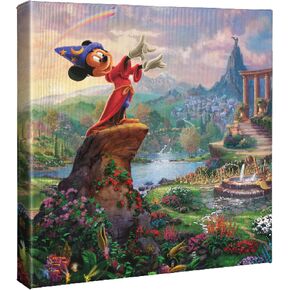 Thomas Kinkade Disney Fantasia Gallery Wrapped Canvas 14" x 14" - Canvas Art | Frameless Room Wall Art | Certificate of Authenticity Included