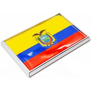 Ecuador Flag Sticker Emblem Decal Ecuadorian Car Chrome Flags, 2 Pack, 3 x 2 inches
