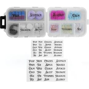 Pill Organizer with Sticker Labels - 10 Compartments Travel Daily Pill Container - Clear Mini Medication Storage - Medication Case with Secure Snap-Lock Closure